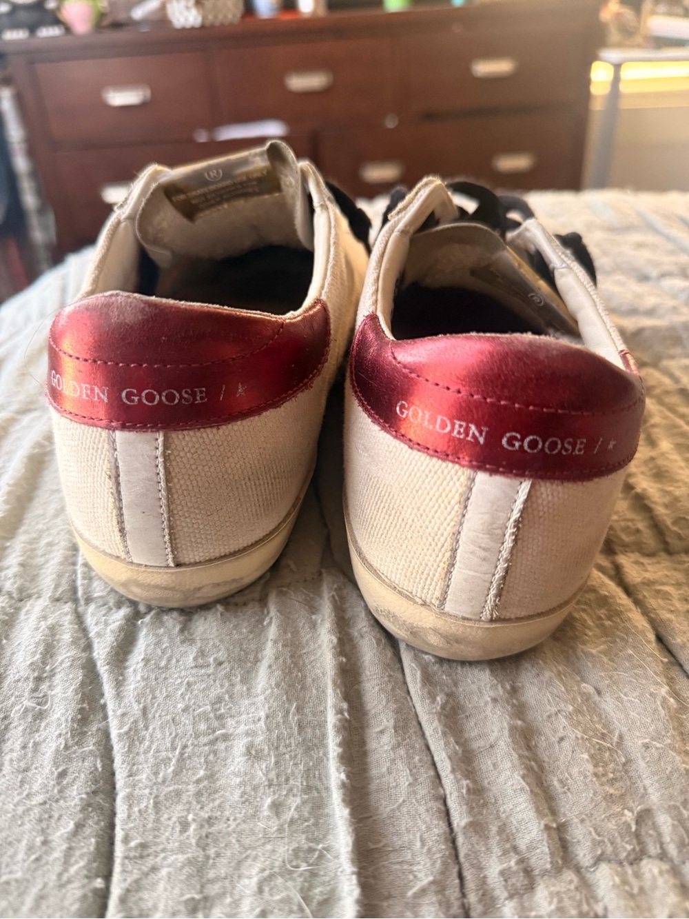 Golden Goose White Canvas Sneakers snakeskin Star - Picture 6 of 7